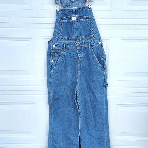 Y2K Calvin Klein Jeans Blue Wide Leg Overalls %100 Cotton Denim - Picture 2 of 10